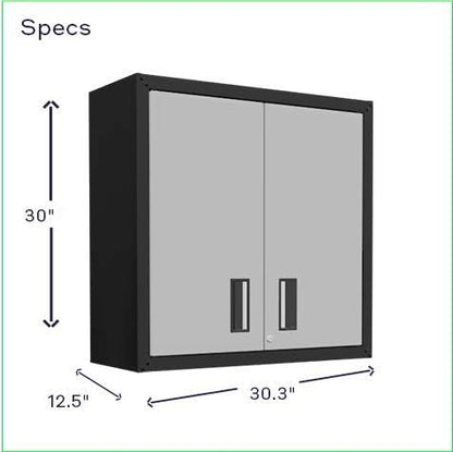 Floating Garage Storage Cabinet - Heavy-Duty Wall Mount Steel Cabinet, Lockable 2-Door Design, Removable Shelf, 44 lbs Capacity, Ready-to-Assemble Metal Garage Organizer (Black and Grey)