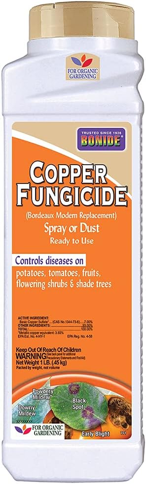 Bonide Copper Fungicide, 1 lb. Ready-to-Use Spray or Dust for Organic Gardening, Controls Common Diseases in Lawn & Garden
