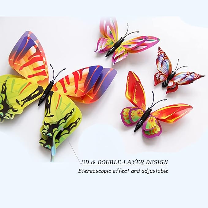 OPSEAM Butterfly Wall Decor 24/48 PCS, 3D Butterflies Stickers for Party Decorations with Magnets(Multiple Colour, 24)