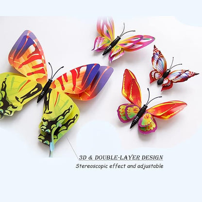 OPSEAM Butterfly Wall Decor 24/48 PCS, 3D Butterflies Stickers for Party Decorations with Magnets(Multiple Colour, 24)