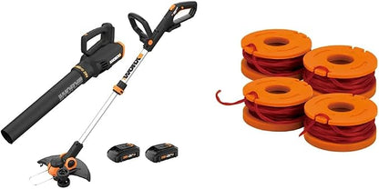 WORX 20V String Trimmer, Edger & Leaf Blower Cordless with Battery, Charger & Trimmer Line Replacement (4 Pack)