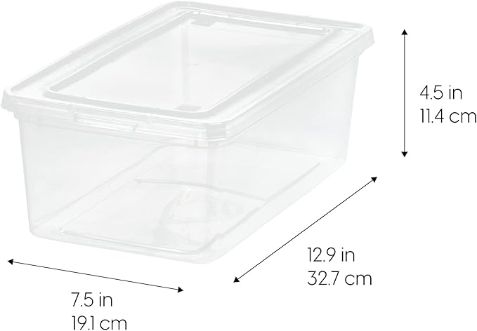 IRIS USA 6 Qt Storage Bins with Lids, 6-Pack Clear Plastic Storage Containers, Stackable Organization Boxes for Shoes, Crafts, Classroom Supplies & Household Storage