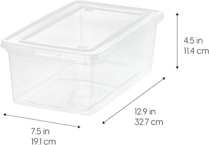 IRIS USA 6 Qt Storage Bins with Lids, 6-Pack Clear Plastic Storage Containers, Stackable Organization Boxes for Shoes, Crafts, Classroom Supplies & Household Storage