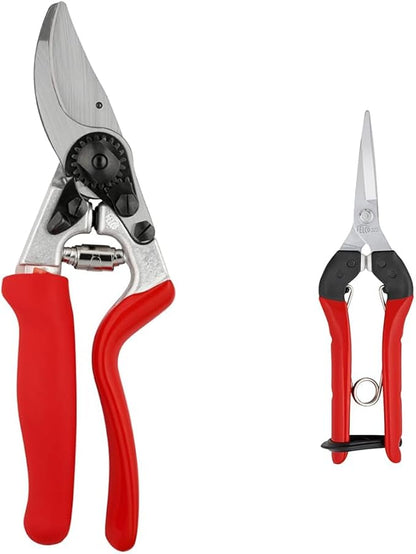 Felco Pruning Shears (F 7) & FELCO322 Snips - Swiss Made Garden Pruners & Picking Shears Bundle