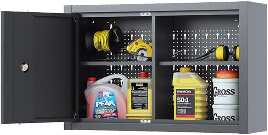 JZD Steel Wall Cabinet, Industrial-Grade Workshop Storage Solutions with Two Removable Shelves, for Garage Home Kitchen Utility Room Mechanics