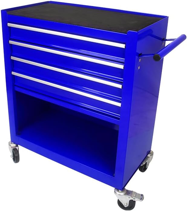 YOPTO Multifunctional Cart with 4 Ball-Bearing Drawers,Portable Rolling Tool Chest W/ 4 Wheels and Pull Handle,for Garage,Warehouse,Workshop,Repair Shop,Blue