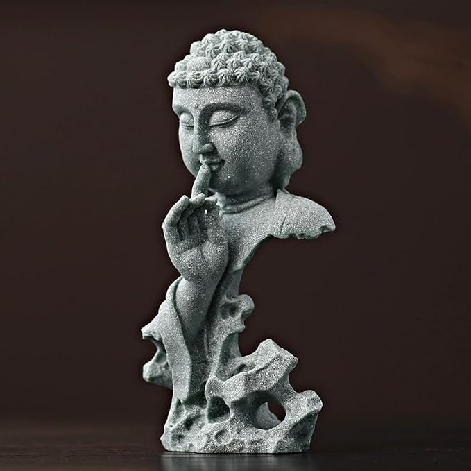 livelyfish Meditating Buddha Statue Zen Garden Statues Sandstone Thinker Buddha Sculpture Figurine for Fish Tank Aquarium Home Decorations, Gift (Fs)