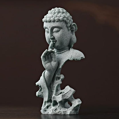 livelyfish Meditating Buddha Statue Zen Garden Statues Sandstone Thinker Buddha Sculpture Figurine for Fish Tank Aquarium Home Decorations, Gift (Fs)