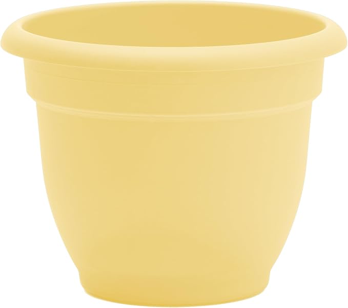 Bloem Ariana 12" Plastic Self-Watering Planter, Daffodil, 2-Pack | Self-watering disk at the bottom of each pot that acts as a water wick and reservoir for optimal plant health