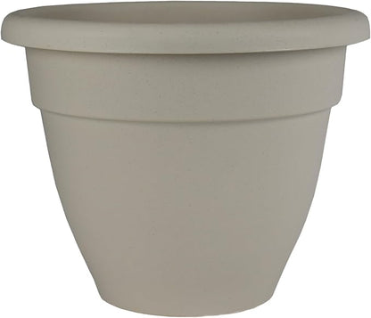 The HC Companies Caribbean Planter Pot - Outdoor & Indoor Plant Pot with Drainage Hole & Plug - Rolled Rim Plastic Pots for Plants & Flowers - Decorative Plant Pot (14" Cottage Stone, Pack of 1)