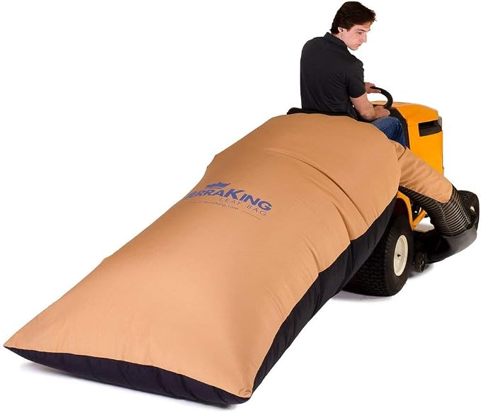 TerraKing Pro Leaf Bag for Ride-On Lawn Mowers | 54 Cu. Ft., 120" Opening | 2-Bag System | Heavy Duty Nylon Bottom | Fast Easy Leaf Collection | Tan (Model ST95084)