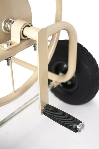 Liberty Garden Industrial Hose Reel Cart and Flexzilla Garden Hose Bundle | Holds 300ft Hose