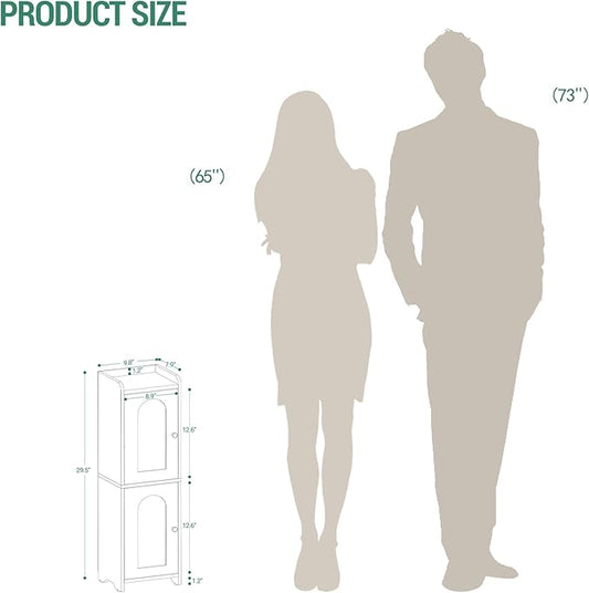 Hzuaneri Bathroom Storage Cabinet, Small Corner Floor Cabinet with 2 Doors and Adjustable Shelf, Narrow Toilet Paper Cabinets, Bathroom Organizer for Small Spaces, 7.9" D x 9.8" W x 29.5" H White