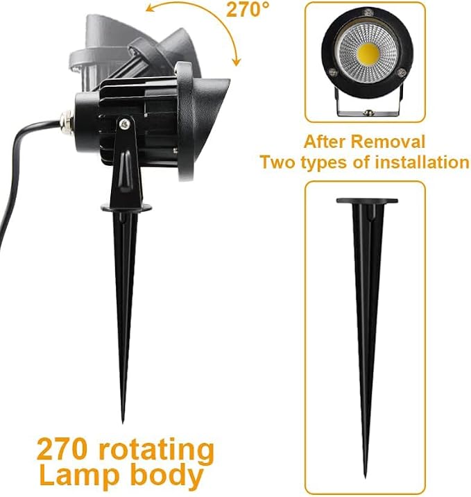 Romwish LED Landscape Spotlight 10W, Outdoor Landscape Lighting 120V Plug-in, 1100LM Waterproof LED Landscape Lights, Landscape Spot Lights for Yard, Garden, Tree, Driveway, 3000K Warm White-2 Pack