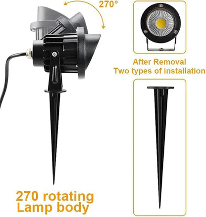 Romwish LED Landscape Spotlight 10W, Outdoor Landscape Lighting 120V Plug-in, 1100LM Waterproof LED Landscape Lights, Landscape Spot Lights for Yard, Garden, Tree, Driveway, 3000K Warm White-2 Pack