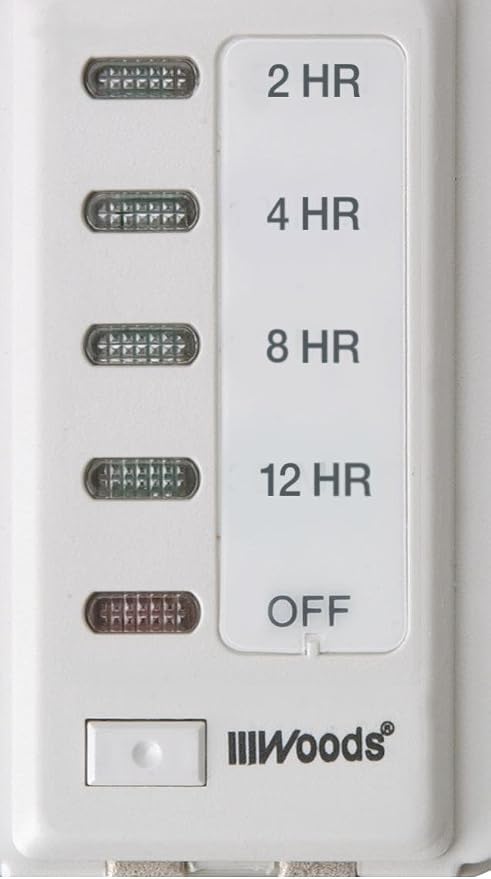 Southwire Woods In-Wall 12-Hour Digital Countdown Timer - Automatic Shut-Off Timer - LED Compatible Timekeeper - Energy-Efficient Wall-Mounted Timer - White