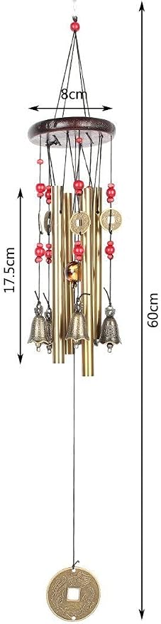 Chinese Traditional Retro 4 Tubes 5 Bells Bronze Yard Garden Outdoor Living Wind Chimes 60cm
