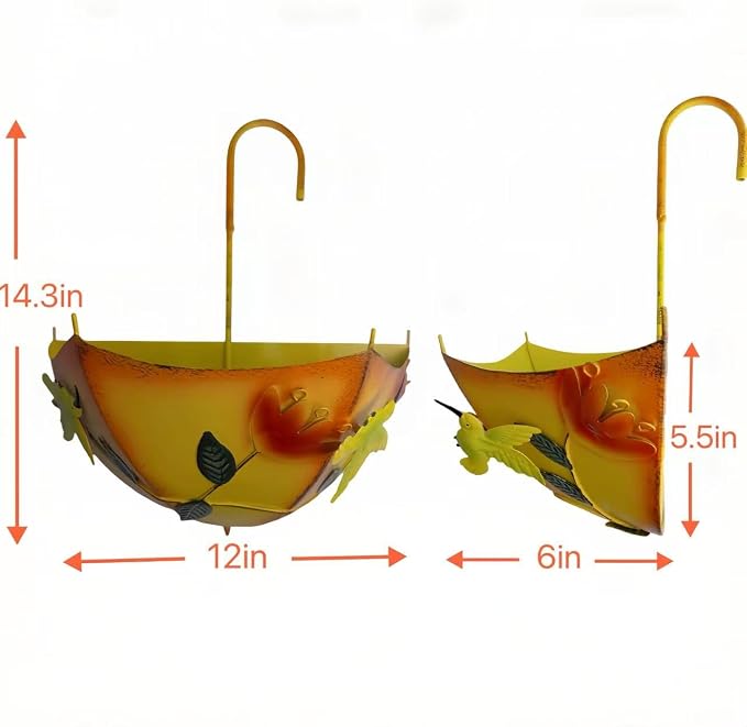Farmhouse Metal Hanging Planter with Drainage Holes, for Outdoor Herbs Flowers Succulents on Fence Patio Porch Garden Decor