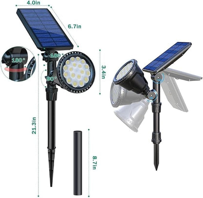 Solar Spot Lights Outdoor, Upgraded 18 LED Flag Pole Lights Solar Powered, Waterproof Landscape Spotlight for Outside Sign, Statue, Palm Tree, Yard, Garden, House Uplighting, Cool White