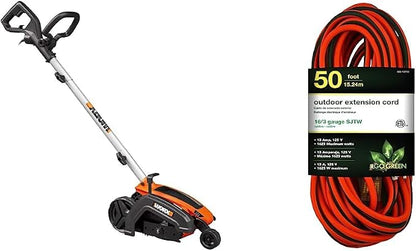 WORX WG896 12 Amp 7.5" Electric Lawn Edger & Trencher & Go Green Power Inc. GG13750 GoGreen Power GG-13750-16/3 SJTW Outdoor Extension Cord-Lighted End, 50'