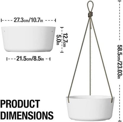 Asnext 10.7 Inch Hanging Planter for Outdoor Indoor Plants，2 Pack Hanging Flower Pots with Drain Holes for Garden Home Decor Use (White)