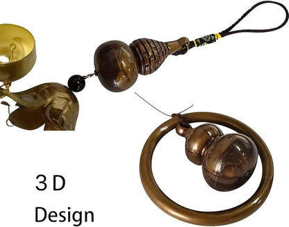 Good Fortune Bottle Gourd with Energy Bead Wind Chimes Copper Alloy 3 Layers+9 Bells for Outdoor Decorations Garden Yard Trees Or As A Good Gift