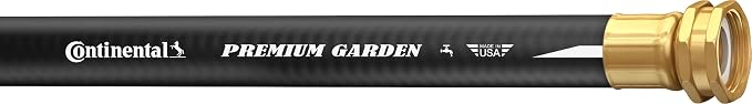 Continental Premium Garden, Black Heavy Duty Cold Water Garden Hose, 5/8in Inside Diameter x 25ft Length, Male x Female Garden Hose Thread