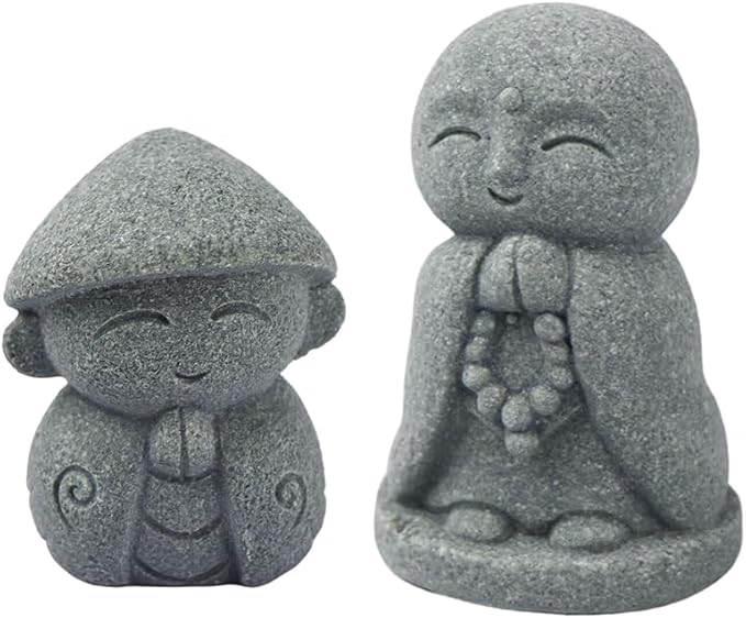 2Pcs Timeless Buddha Statue Charming Miniature Zen Ornament for Aquarium Decor Underwater Landscaping Garden Ornament