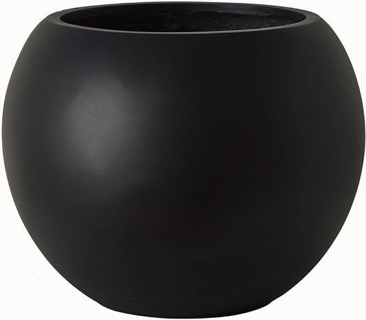 17" H x 21" Dia Black Fiberstone Planter Pot with Drainage Hole, Extra Large Indoor Outdoor Flower Pot for Artificial Olive Trees, Large Plants & Shrubs, Decorative Planter for Patio, Porch & Garden