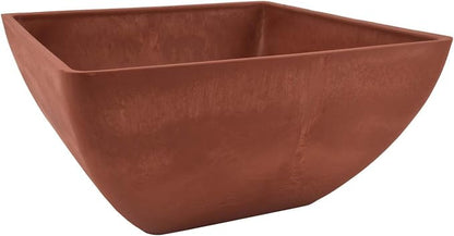 PSWPotCollectionPlastic/Stone/WoodComposite SquarePlanter NoDrainageHole (Drillable),ModernIndoor/Outer Pot for Flowers,Foliage,Succulents,FairyGardensTerra CottaColor,12 by 12 by 6-Inch(Pack of 6)