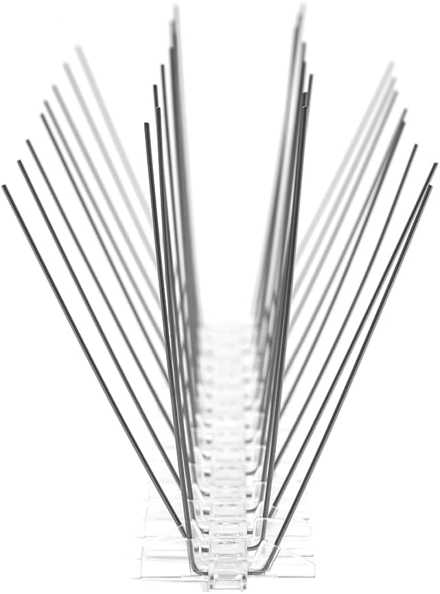 Bird B Gone - Pre-Assembled EnviroSpike Stainless Steel Anti Bird Spikes (100') - UV-Stabilized Polycarbonate Base - Humane Deterrent - Stops Pigeons & Birds from Roosting On Rooftops, Ledges, Fences