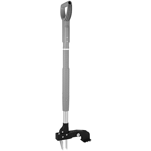 39 Inch Weed Puller Tool,Stand Up Weed Puller Tool with Long Handle,4-Claw Steel Head Design, Roots Remover for Garden & Lawn Care,Weeder Root Without Bending for Dandelion Gardening Yard Patio（Grey）