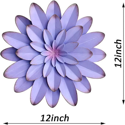 AHYS Metal Flowers Wall Decor Indoor Outdoor Metal Wall Art for Farmhouse Home Living Room Bedroom Bathroom Garden Decor - 12 Inch - Purple