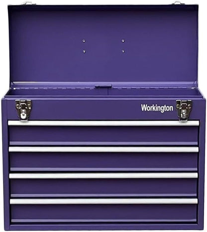 Workington Portable Metal Tool Chest with 4 Drawers, 20" 4-Drawer Tool Chest Cabinet with Ball Bearing Drawer Slides, Steel Tool Storage Box Organizer 4004 Purple