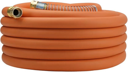 Wiseflow Garden Hose 75FT x 3/4", Heavy Duty Rubber Hose, Water Hose with Five Layered Braiding, Male Female Fittings, 1200PSI Burst, 300PSI Working for Yard, Car Wash, Pets (Orange)
