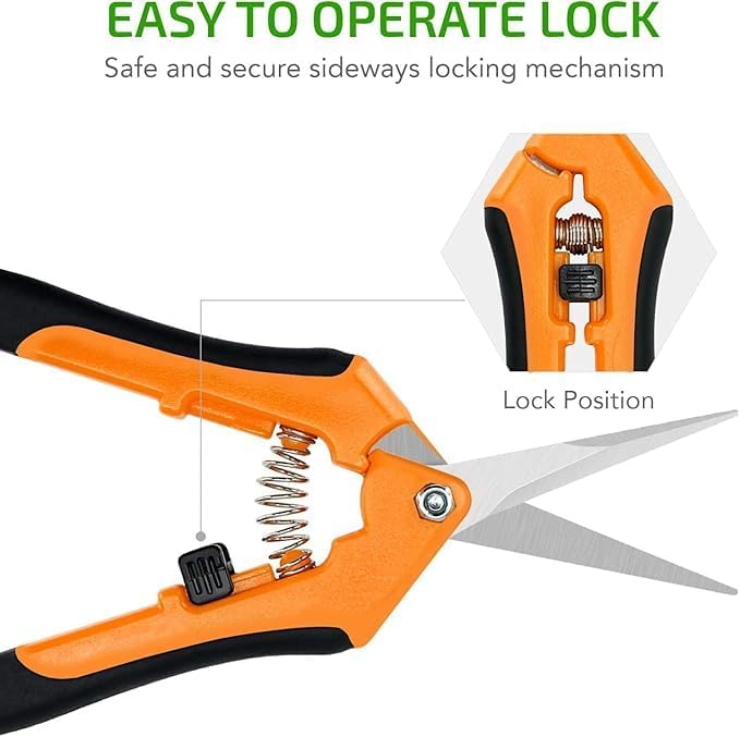 iPower 6.5 Inch Gardening Scissors Hand Pruner 6.5" Pruning Shear Gardening Hand Pruner for Gardening Potting with Titanium Coated Curved Precision Blades, Orange-1 Pack New