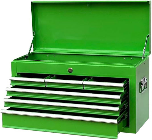 Workington Portable Metal Tool Chest with 6 Drawers, 24" 6-Drawer Tool Chest Cabinet with Ball Bearing Drawer Slides, Steel Tool Storage Box Organizer 4005 Green