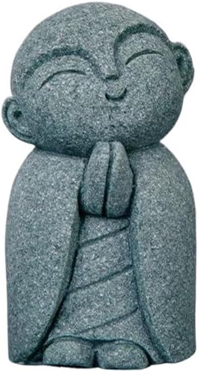 Mini Monk Buddha Statue Sandstone Statues Zen Monk Praying Statue Sculptures for Wealth Good Luck Feng Shui Decor Home Fish Tank Aquarium Garden (Style 14)