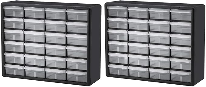 Akro-Mils 24 Drawer Hardware, Craft and Office Supply Storage Cabinet Bundle (2-pack)