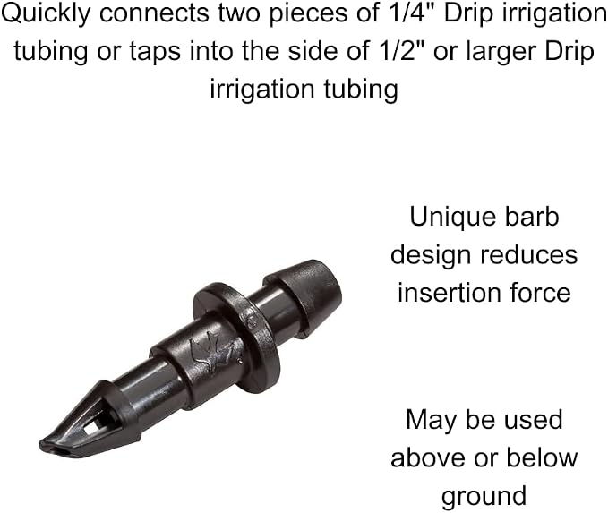 Rain Bird BC25-30PS Drip Irrigation Universal 1/4" Barbed Coupling Fitting, Fits 1/4" Drip Tubing, 30-Pack