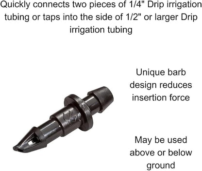 Rain Bird BC25-30PS Drip Irrigation Universal 1/4" Barbed Coupling Fitting, Fits 1/4" Drip Tubing, 30-Pack