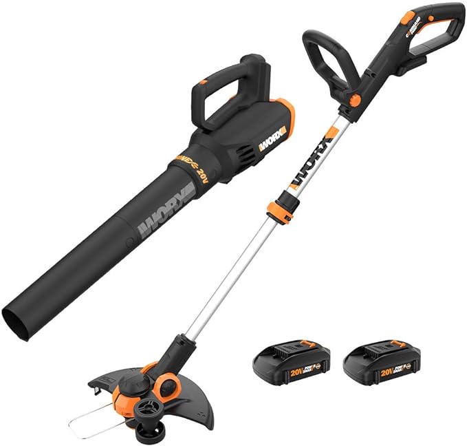 Worx WG779 40V 14" Cordless Lawn Mower + String Trimmer & Leaf Blower Cordless with Battery and Charger