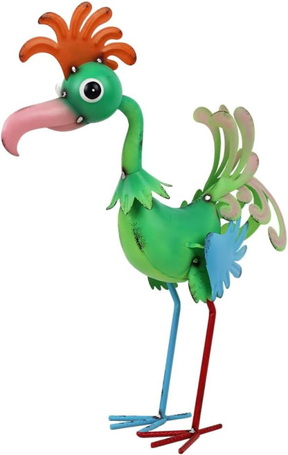 19'' Tall Metal Rooster Statue for Farmhouse, Lawn, Garden | Funny Rooster Sculpture Garden Decor, Metal Yard Art, Green