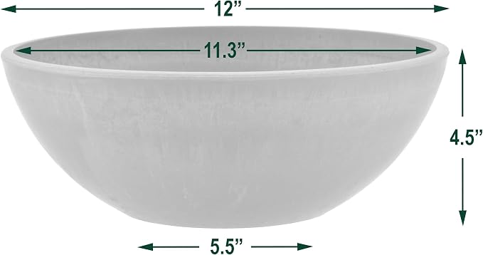 PSW Pot Collection M30TP 12-inch Plastic/Stone/Wood Composite Low Bowl Planter – No Drainage Hole (Drillable), Shallow Indoor/Outer Pot for Succulents, Bonsai, Fairy Gardens, Herbs, Taupe