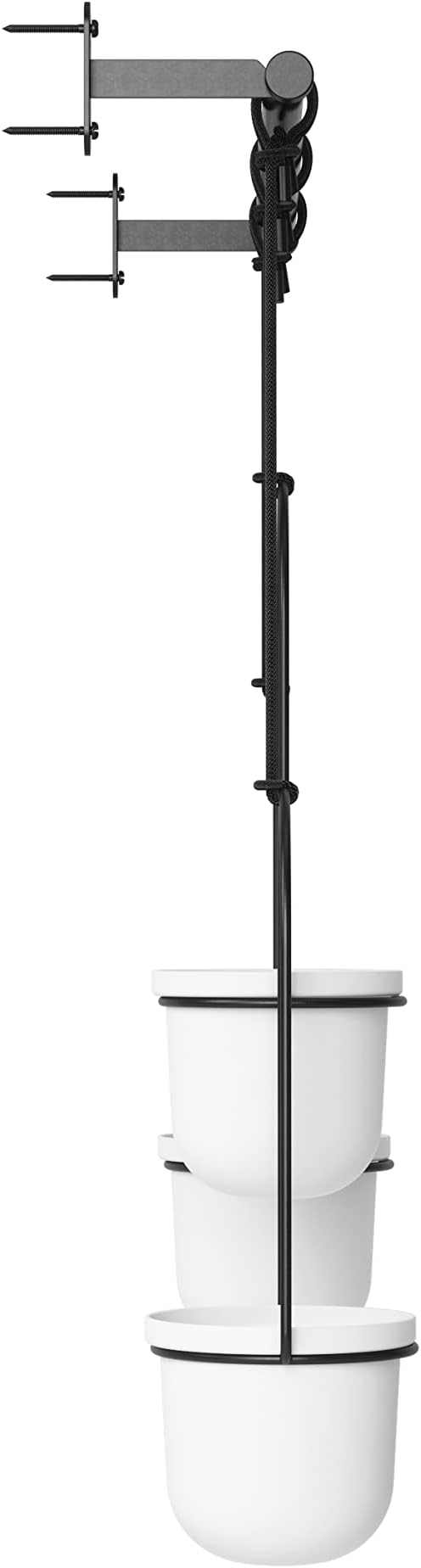 Umbra Triflora Hanging Planter for Window, Indoor Herb Garden, Set of 3, White/Black (Pack of 3)