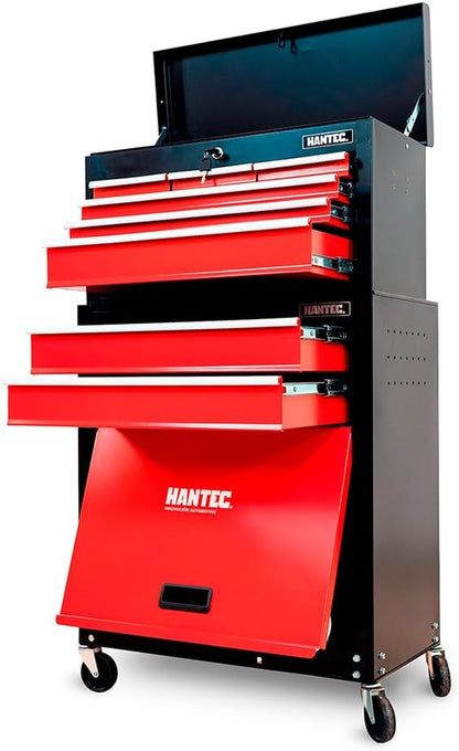 Hantec Tool Chest 9-Drawer Rolling Cabinet – Heavy-Duty Steel with Lockable Wheels, Keyed Lock & Ball-Bearing Drawers, 220 lbs Capacity, 20.1" W x 39.4" H, Organizer for Garage & Workshop (Red)