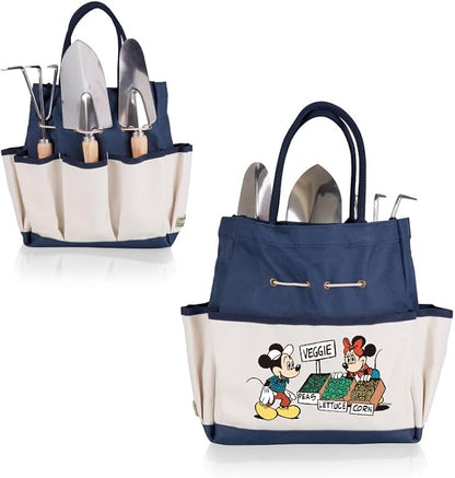 Picnic TIME Disney Mickey Mouse & Minnie Mouse Garden Bag with Tool Set, Garden Tool Organizer Bag, Gardening Tools Gifts for Women and Men, (Navy Blue with Beige Accents)