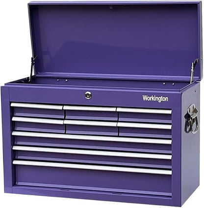 Workington Portable Metal Tool Chest with 9 Drawers, 24" 9-Drawer Tool Chest Cabinet with Ball Bearing Drawer Slides, Steel Tool Storage Box Organizer 4006 Purple