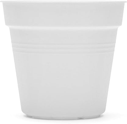 Mintra Garden Pots, 4 Pack Bulk Plastic Plant Pots with Drainage Tray, Round Indoor & Outdoor Decorative Planters with Drain Holes for Flowers, Herbs & Plants, 17cm Diameter – White, 6.6 in