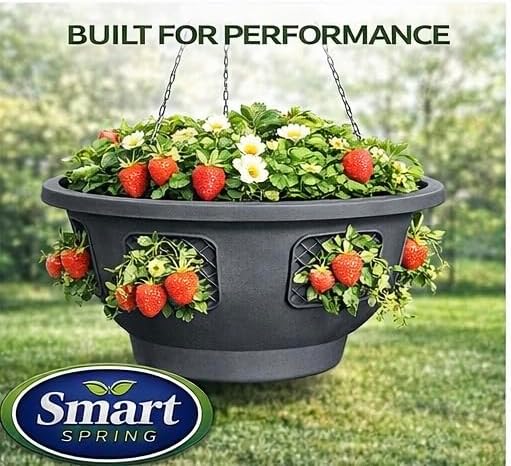 Ultimate Hanging Baskets - Strawberry, Tomato, Flower, and Herb Outdoor Planters - Use Garden Pots for Growing Plants Outside On A Deck, Fence, or Balcony (2)